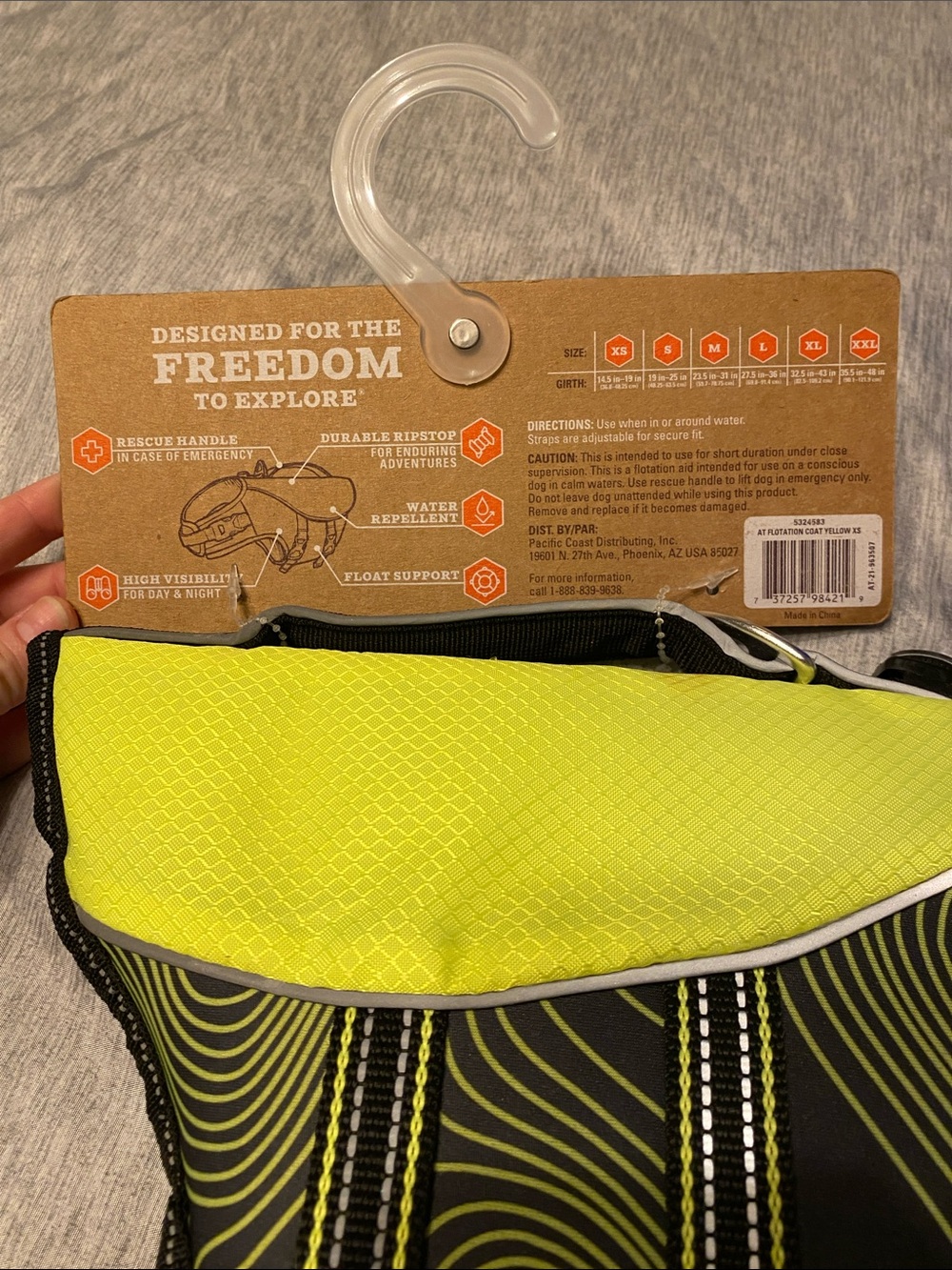 Arcadia Trail Dog Puppy Life Vest (Floatation Aid) SZ X-Small Neon Yellow NEW - Picture 7 of 7